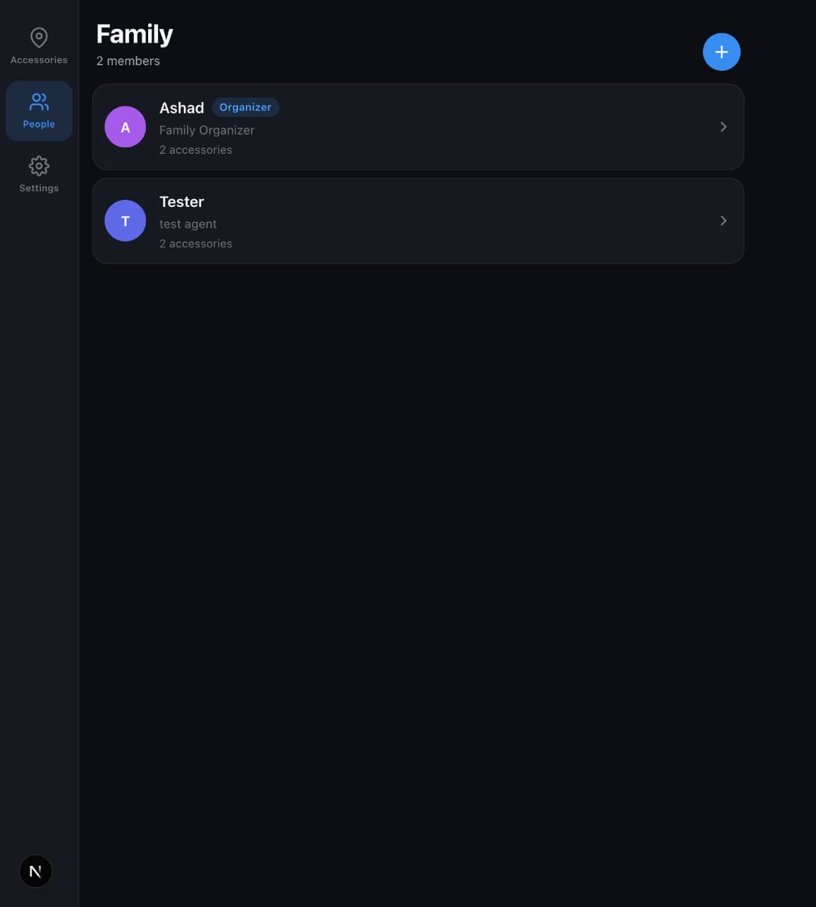 The family members page.