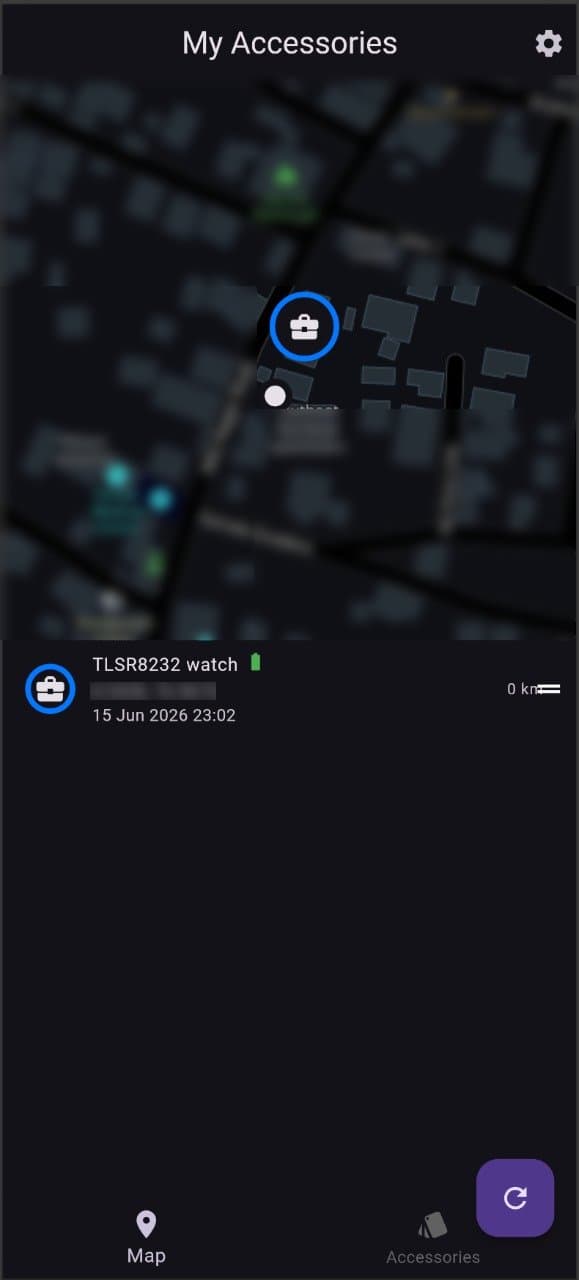 My own tag as a pin on a map, off firmware I wrote.