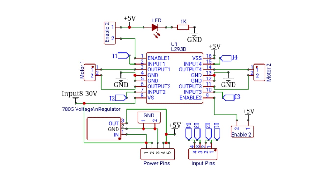 L293D Motor driver - schematic