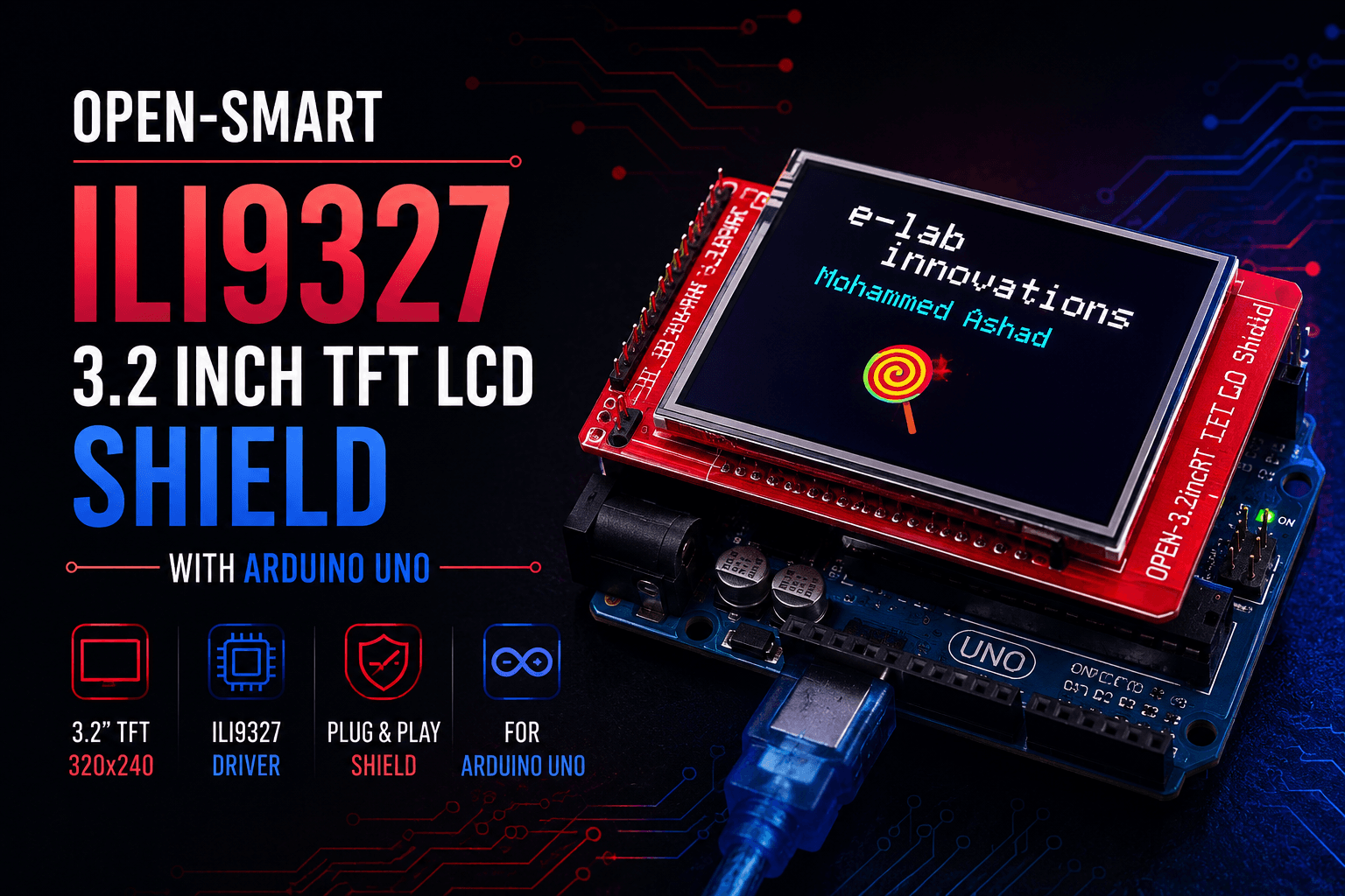 OPEN-SMART ILI9327 3.2 Inch TFT LCD Shield With Arduino UNO