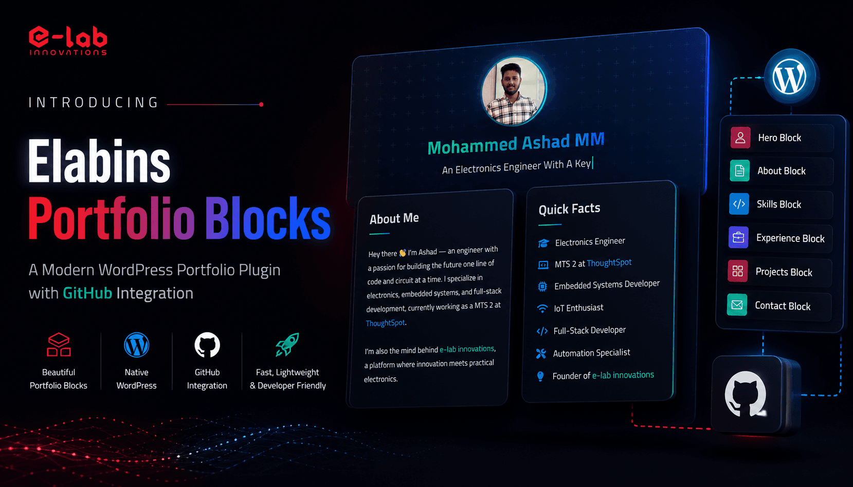 Introducing Elabins Portfolio Blocks: A Modern WordPress Portfolio Plugin with GitHub Integration
